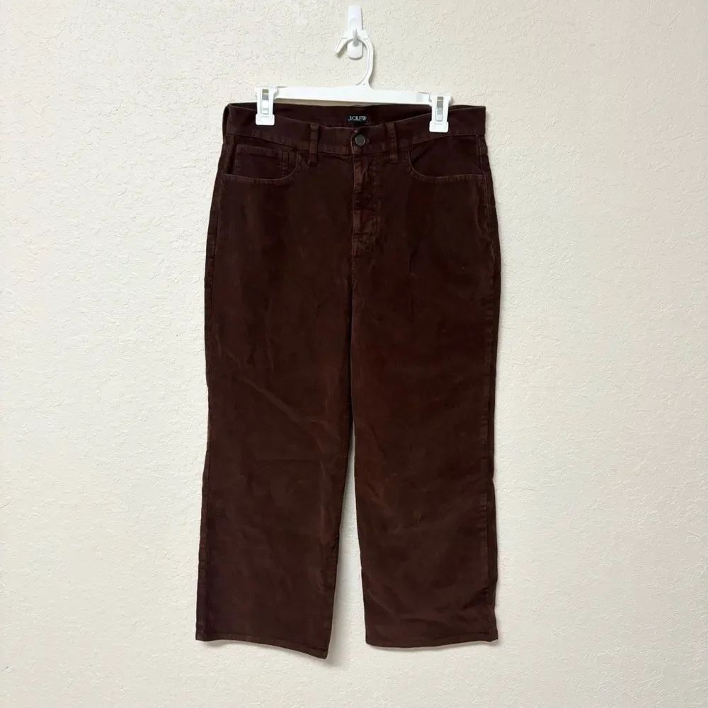 J.Crew Cropped Wide Leg Corduroy Pants Women’s Size 29P Brown High Rise